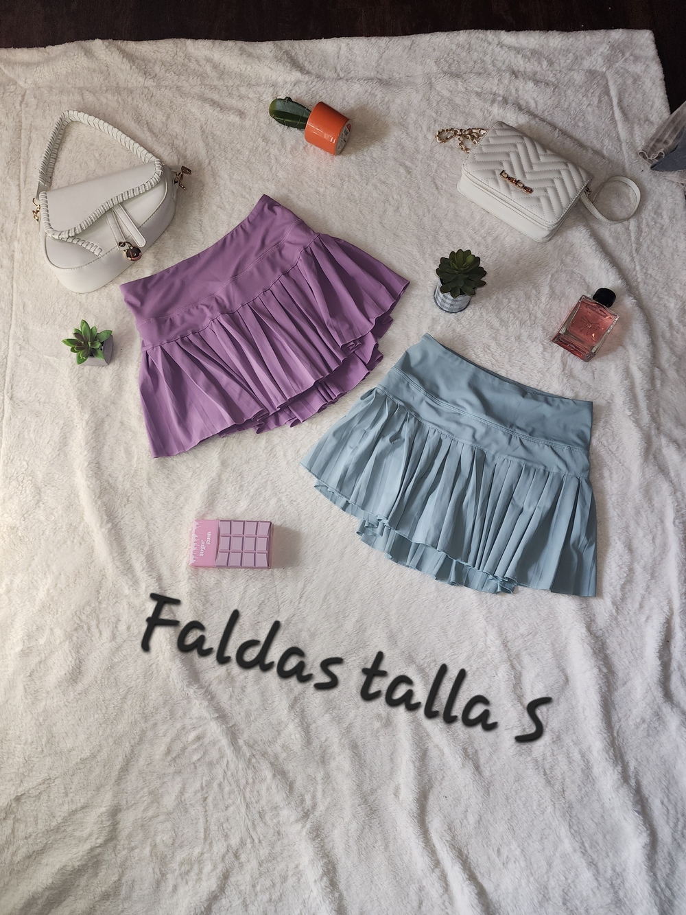 Pleated Ruffle Skort — Lavender and Light Blue